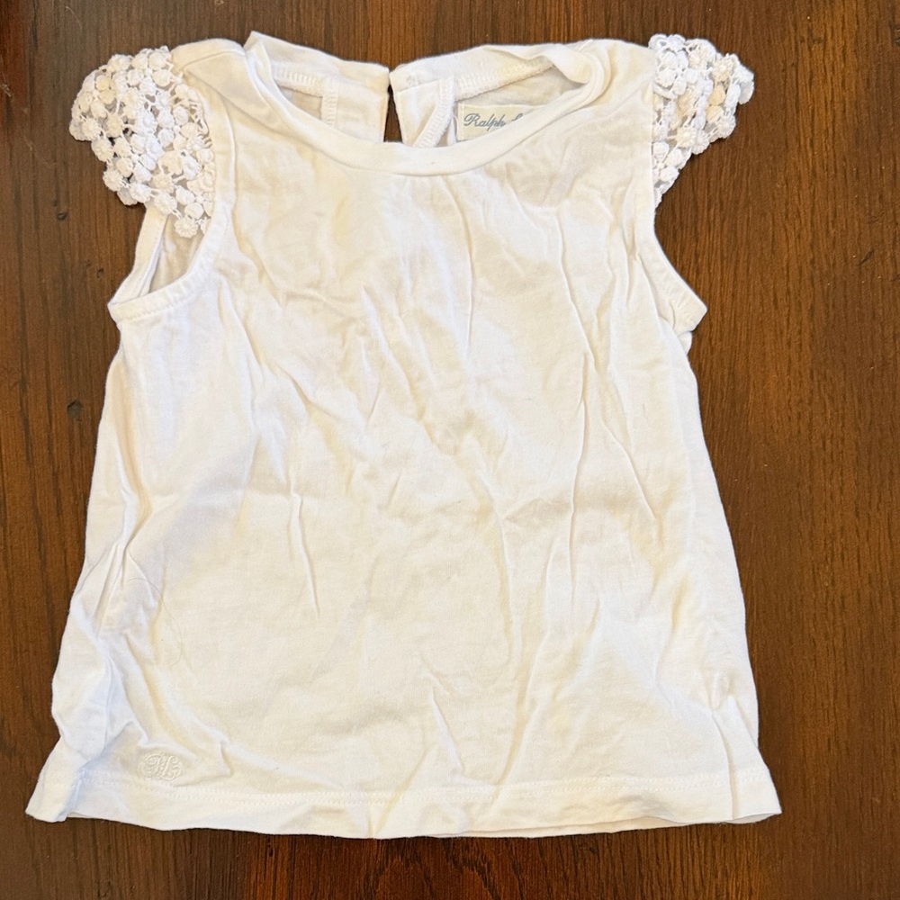 Ralph Lauren baby White Girls' Crochet Cap Sleeve Tank